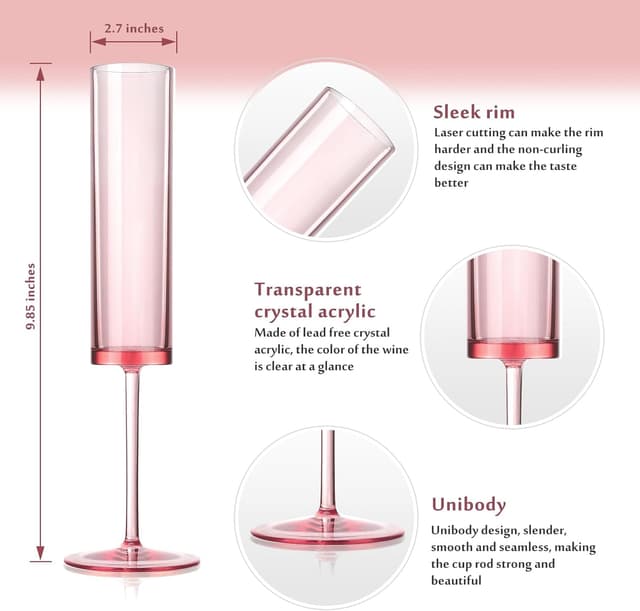 Thumbnail 1 de 6 Pink Champagne Flutes 5.4 oz ⚡