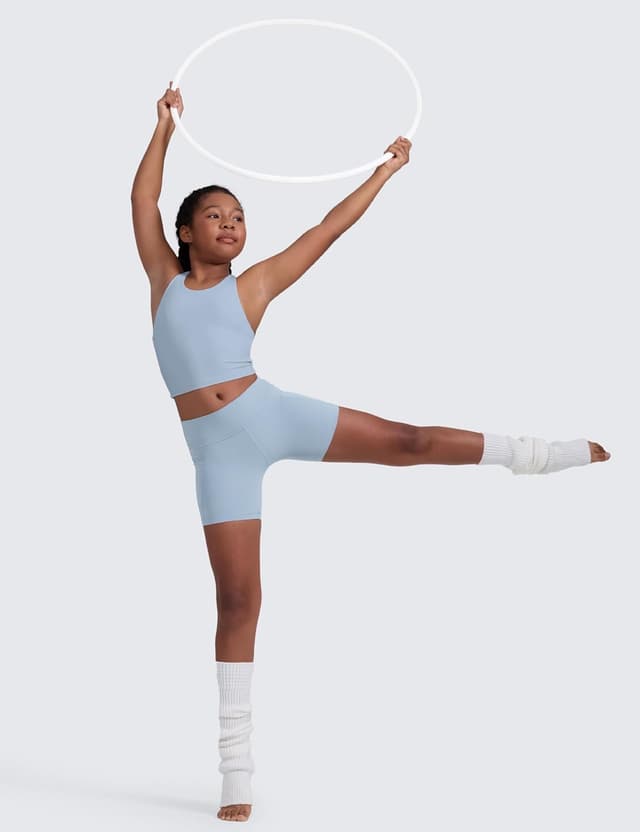 Detalle de CRZ YOGA Girls Butterluxe Racerback Tank Top (double lined) – breathable cropped athletic dance vest