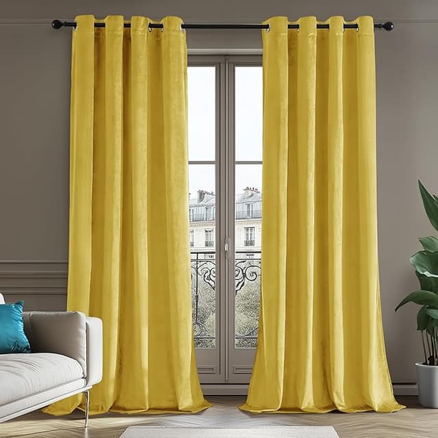 Imagen de Deconovo Cortinas Opacas Térmicas Amarillo 140x180cm 🪟 en OfertitasTOP