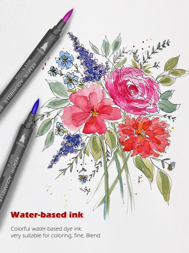 Detalle de KEMYR 80 Colour Dual Tip Fine & Brush Colouring Pens (Markers)