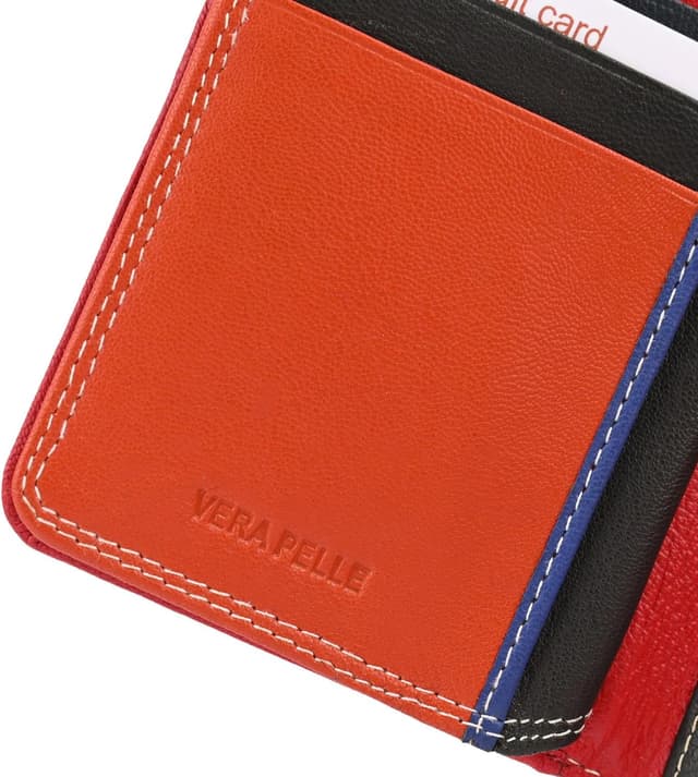 Thumbnail 6 de Portefeuille femme Laura Biagiotti en cuir véritable, intérieur multicolore et porte-monnaie zippé