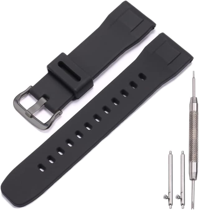 Detalle de MCXGL Schnellverschluss-Uhrenarmband 24 mm aus Silikon für Casio Pro Trek (PRG-650Y, PRG-600, PRW-6600) – wasserdicht, schwarz