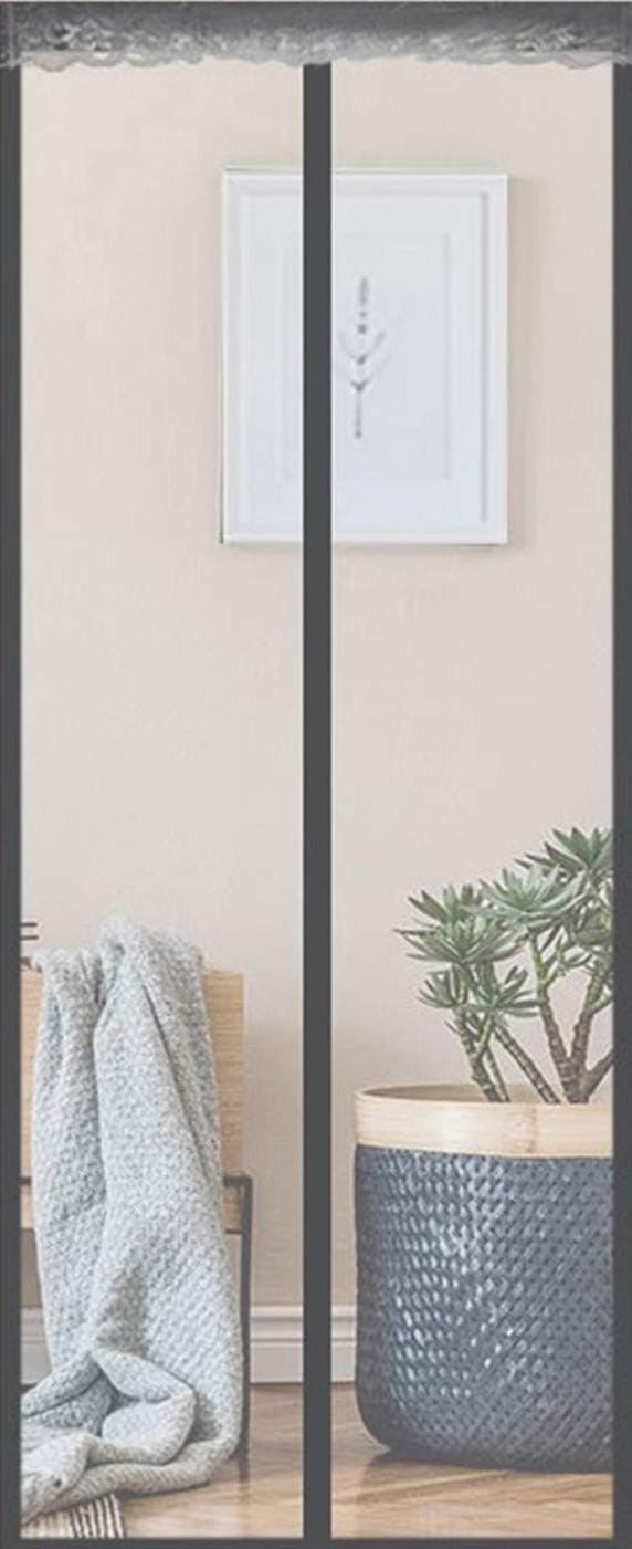 Detalle 2 de Fliegengitter Tür Magnet Insektenschutz (80 x 210 cm) – Magnetvorhang zum Kleben, ohne Bohren, reines Grau