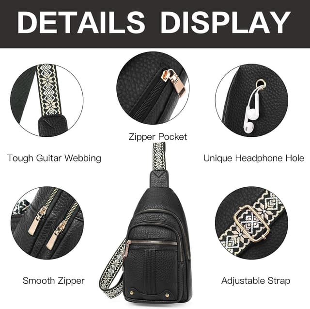 Detalle de GAEKEAO Borsa tracolla vegana in PU con zip e tasche antifurto