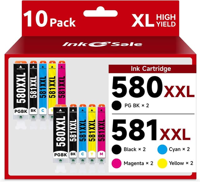 Detalle de INK E-SALE 580 581 Druckerpatronen 10er-Pack