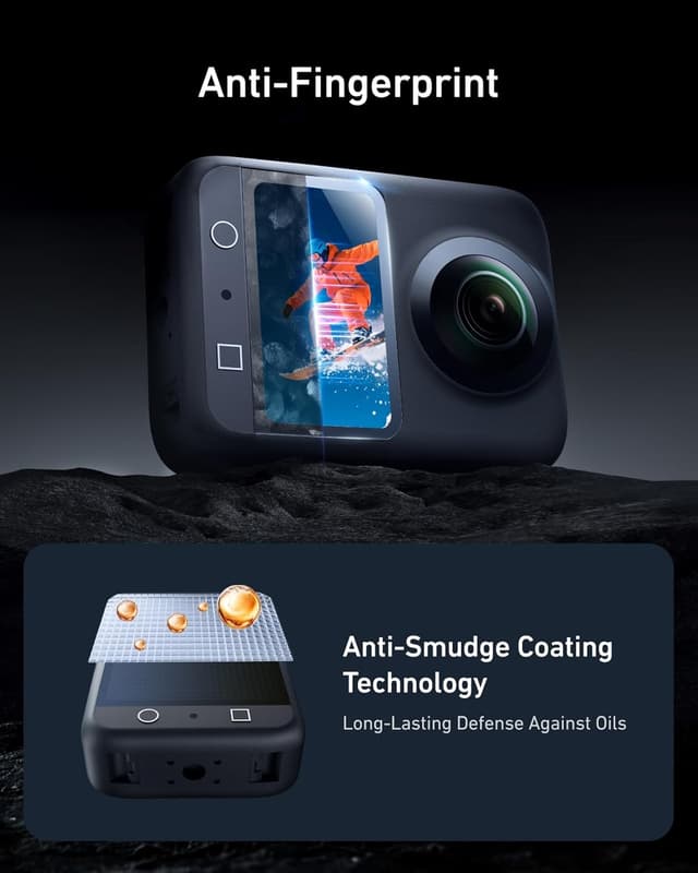 Detalle de TELESIN Displayschutzfolie aus gehärtetem Glas für DJI Osmo 360 (9H, 2,5D, statisch, 99% Transparenz)