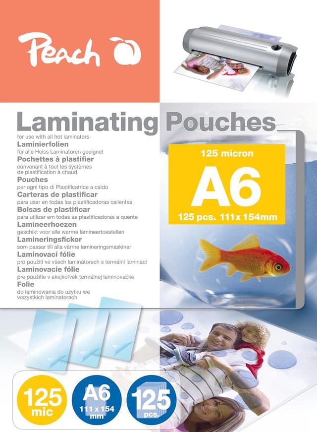 Detalle de Peach Laminierfolien A6 (125 mic) – 125 Laminierhüllen glänzend, PP525-04P