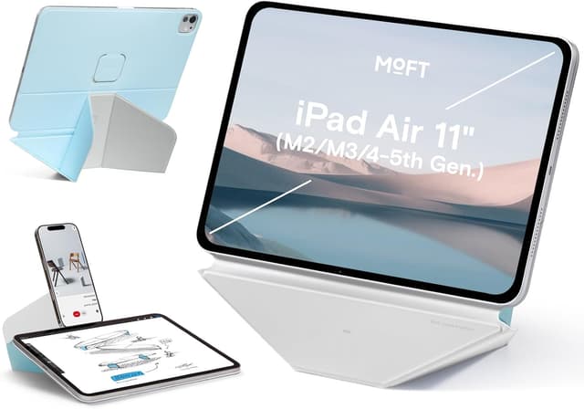 Detalle de MOFT Dynamic Folio Hülle für 11" iPad Air (M4/M3/M2) – schlankes Magnet-Folio mit verstellbaren Winkeln und Auto Wake/Sleep, Eisnebel Blau