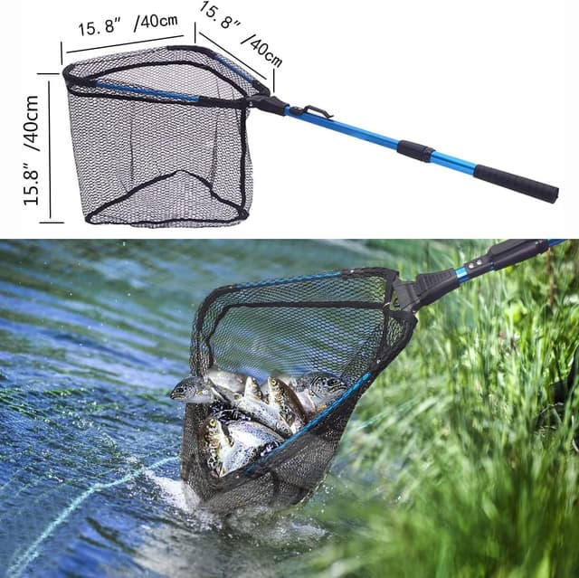 Detalle de Senston Falt-Kescher mit Teleskopstangengriff für Kajak, Salmon, Catfish, Bass & Trout