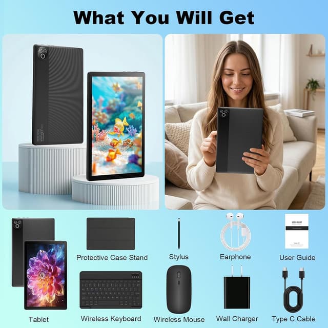 Thumbnail 6 de MUISOO Android 15 10.4-inch Tablet (20GB RAM + 64GB, WiFi 6, Bluetooth 5.4) with Keyboard, Pen & Mouse