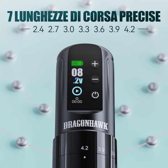 Detalle de Dragonhawk Atom2 Pro kit tatuaggi 7 livelli