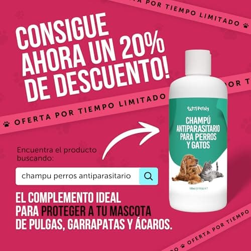 Detalle de Petsly Spray Antipulgas para Perros y Gatos de 500 ml con geraniol (no mancha) antiparasitario para hogar