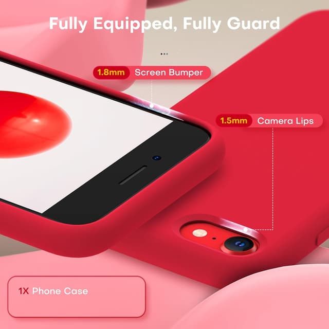 Detalle de TOCOL Silicone for iPhone SE Case (Red) — liquid silicone slim protective cover