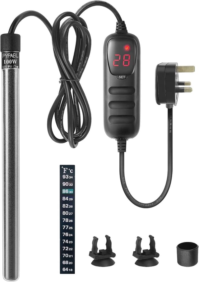 Detalle de PYPABL Mini Submersible Fish Tank Heater 100W with External Temperature Controller (35-100L)