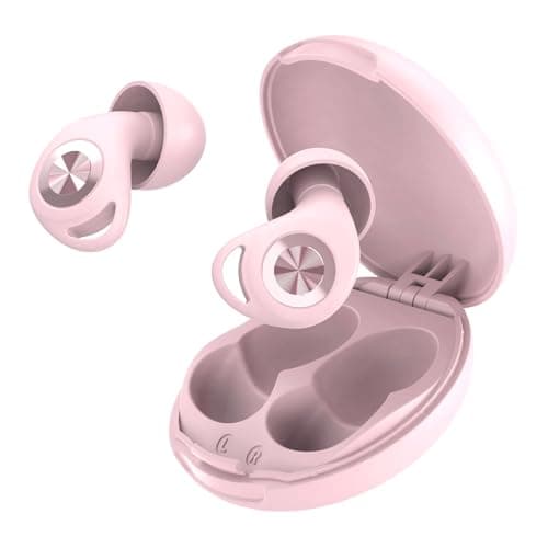 Detalle de CASCHO Tapones de oídos para dormir con cancelación de ruido de 45 dB y 8 puntas reutilizables (rosa) + estuche