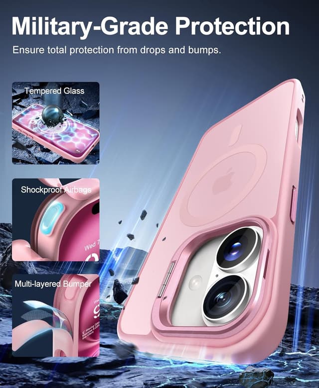 Thumbnail 4 de Beeasy Funda iPhone 16 MagSafe, Grado Militar, Rosa