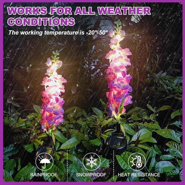 Detalle 2 de Solar flower garden lights 2 pack, 20 LEDs