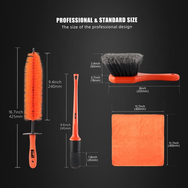 Thumbnail 1 de SPTA 8Pcs Wheel & Tire Brush Car Detailing Kit with Easy Reach Rim Brushes and Microfiber Cloth