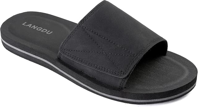 Detalle de LANGDU claquettes homme réglables pour piscine, noir, pointure 41