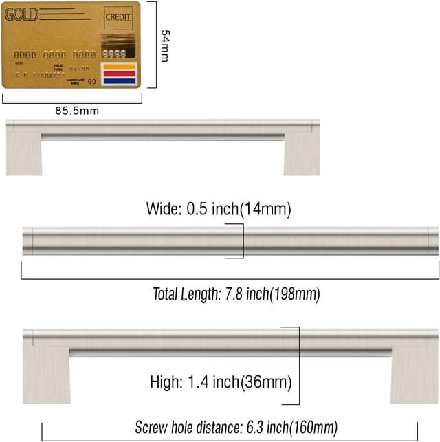 Detalle 2 de Brushed satin cabinet pulls, 10 pack 160mm