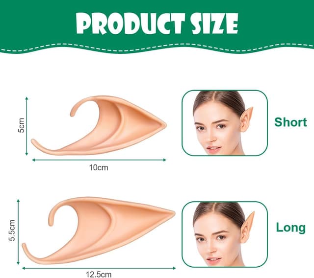 Detalle de Aomig Elfenohr-Set für Kinder & Erwachsene (Fairy Pixie), Latex-Cosplay-Ohren für Halloween, Karneval & Partydeko