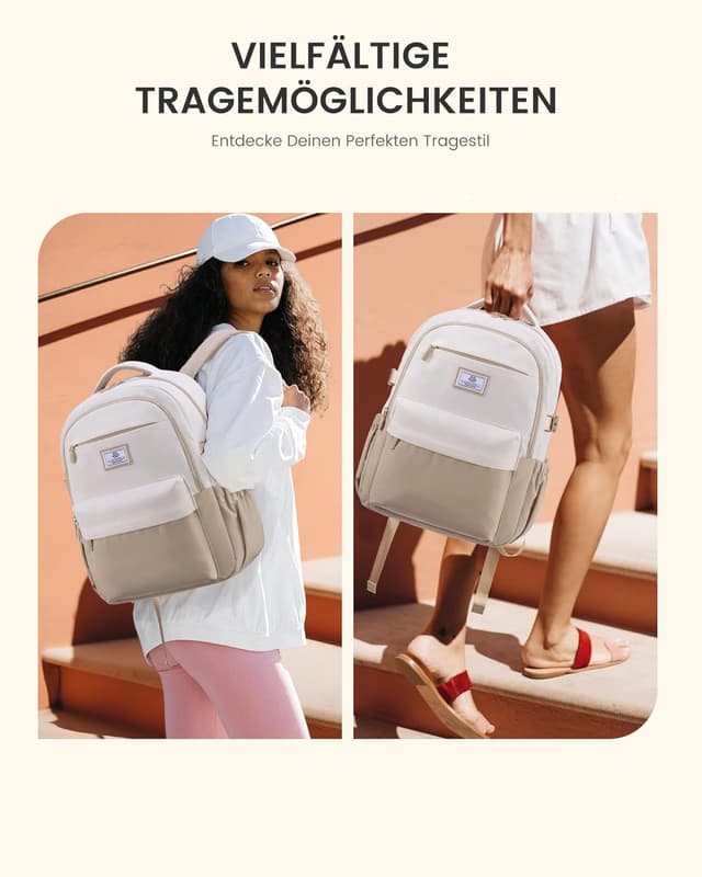 Detalle de LOVEVOOK Damen-Rucksack für Laptop bis 15,6 Zoll – wasserfester Schulrucksack mit vielen Fächern