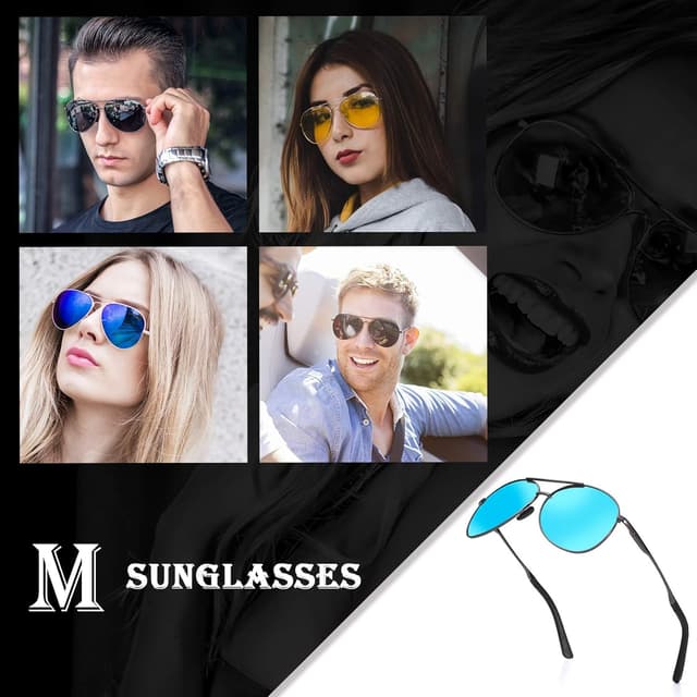 Detalle de MXNXEU Sonnenbrille für Herren Fahrerbrille polarisiert (UV400) – schwarz, Outdoor Vintage Stil