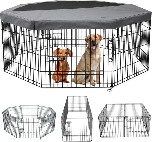 Detalle de PETIME Foldable Dog Exercise Pen 24" H