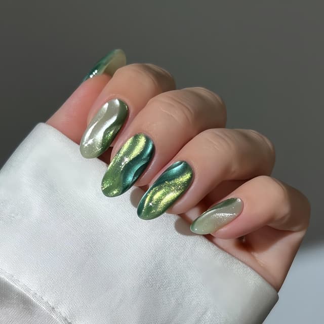 Detalle de Senvenski Gelatina Vetro Cat Eye con bacchetta magnetica semipermanente Giada Verde (15 ml)