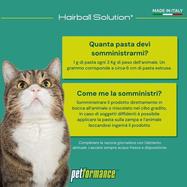 Detalle de PETFORMANCE Hairball Solution+ pasta orale per gatti contro i boli di pelo con funzione prebiotica (50 g)
