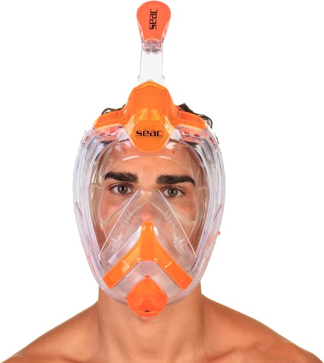 Detalle 2 de SEAC AMICA Maschera integrale snorkeling full face per adulti e bambini (dai 6 anni) con visione 180°