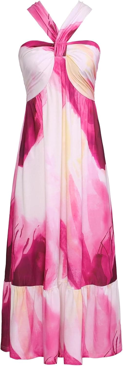 Thumbnail 6 de Grace Karin Floral Boho Halter Maxi Dress with Pocket for Summer Vacations