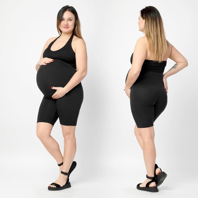 Detalle 2 de Leggings premaman corti Merry Style in viscosa con vita alta