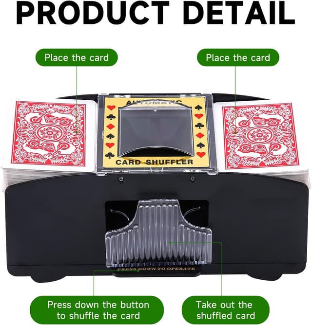 Detalle de Unniweei Automatic Card Shuffler (Battery-Operated Electric Shuffler) for Poker, UNO, Phase 10, Blackjack