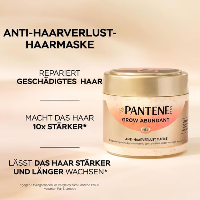 Detalle de Pantene Pro-V Grow Abundant Anti-Haarverlust Haarmaske (300 ml) – für trockenes, geschädigtes Haar