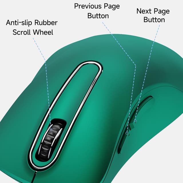 Detalle de memzuoix Maus mit Kabel – optische USB-Maus mit 1400 DPI, 5 Tasten & ergonomischem Design (1,5-m-Kabel, dunkelgrün)