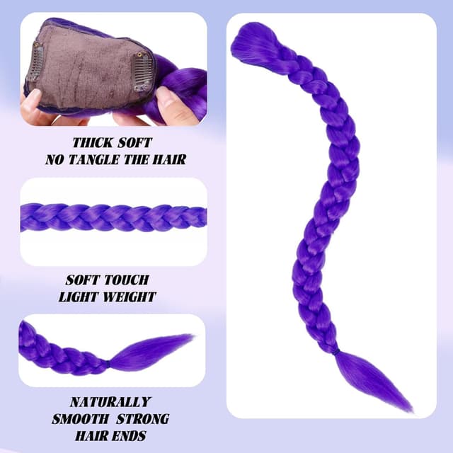 Detalle 2 de STRUKTURPASTE Rumi Kostüm Kinder 60cm K-Pop Dämonenjäger Lila Perücke