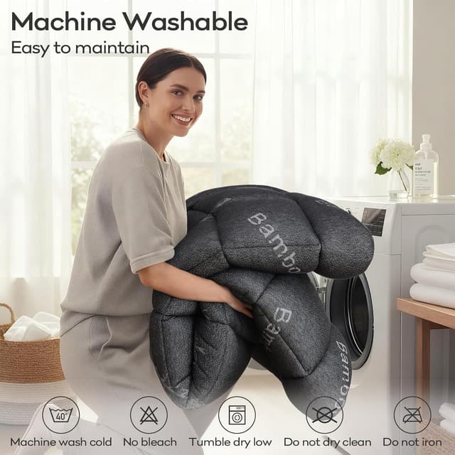 Detalle 2 de OLANLY King Mattress Topper with Bamboo Viscose Cooling Comfort (Pillow Top, Deep Pocket) – Dark Gray