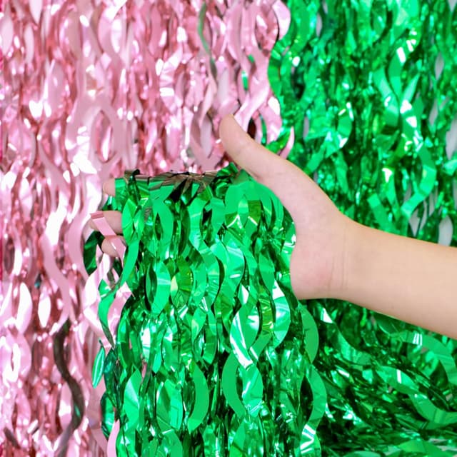 Thumbnail 3 de G2PLUS G2PLUS Rosa GrĂŒn Lametta Vorhang 1x2 m đ