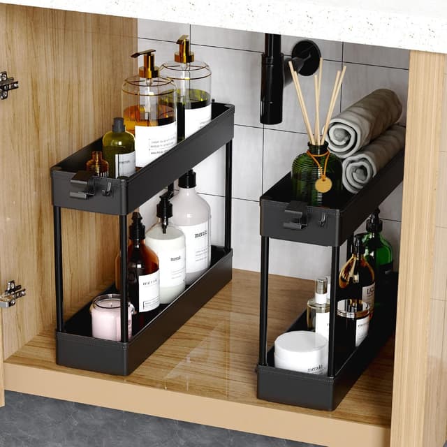 Detalle de SPACEKEEPER Slim Rolling Storage Cart (4-Tier) — Mobile Bathroom Organizer for Narrow Spaces