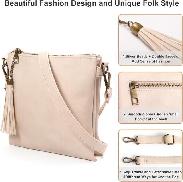 Detalle 2 de seOSTO Crossbody Phone Bag Purse for Women & Teenage Girls – small tassel crossbody with phone pockets