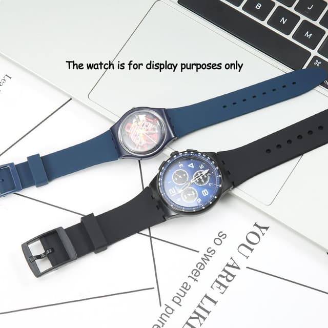 Detalle de XBDSW 2er-Silikon Uhrenarmband-Set für Swatch (17/19/20 mm) – wasserdicht, mit Werkzeug