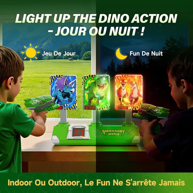 Thumbnail 2 de Dinosaure Jouet Pistolet avec Cibles Lumineuses 10 fléchettes