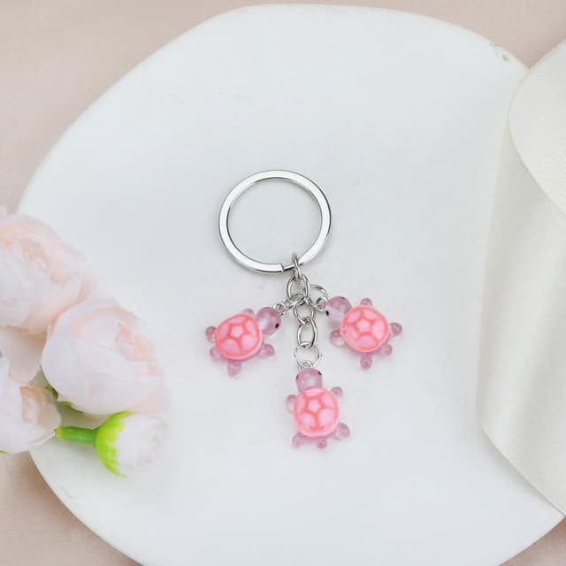 Detalle 2 de Tranbath Schlüsselanhänger süß Schildkröte – Deko-Charms als Partner-Geschenk für Freunde und Freundin