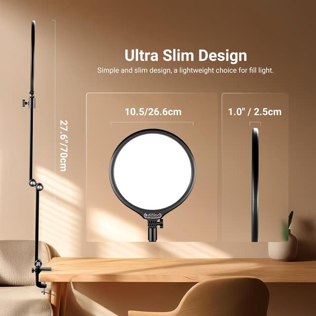 Thumbnail 6 de Neewer Basics 10.5" Streaming Key Lighting ring light with desk clamp stand (3000–6500K, 15W)