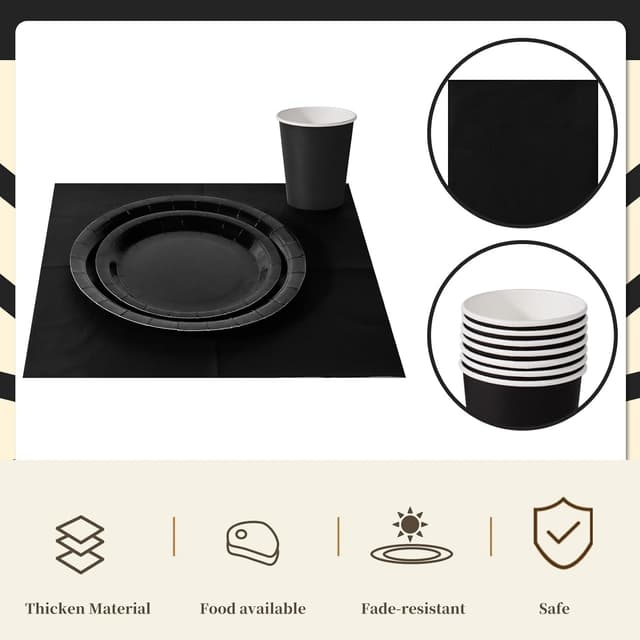 Thumbnail 3 de Nkaiso Schwarz Partygeschirr 96-teilig