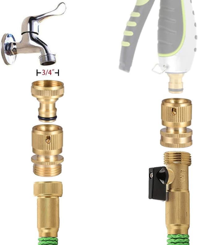 Detalle de Hydrogarden brass quick garden hose connector set (3/4" BSP) – male & female quick end fittings