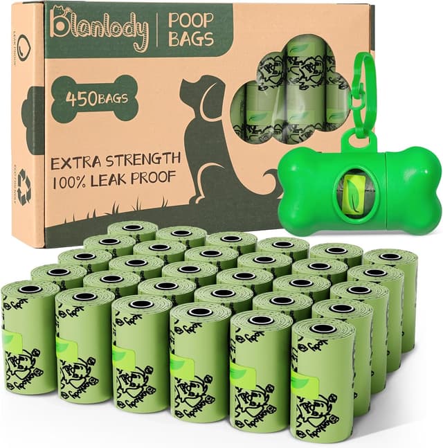 Detalle de Blanlody Hundekotbeutel (450 Stück) biologisch abbaubar mit Duft, inkl. 30 Rollen à 30 x 22 cm