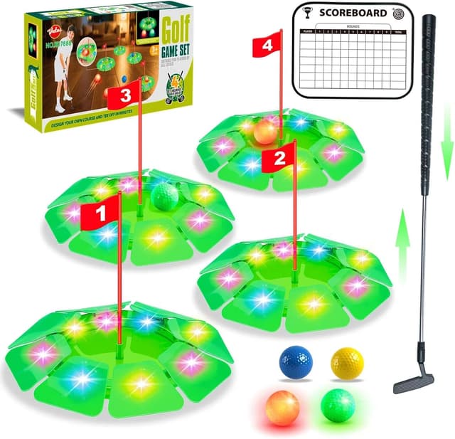 Detalle de VATOS Light Up Golf Putting Game Set with 4 LED Holes and Extendable Putter