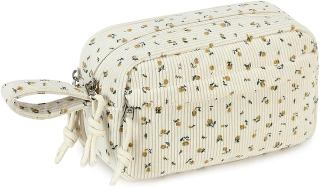 Detalle de LOIDOU Federmäppchen für Mädchen (Cremeweiß) – groß, niedlich & mit viel Platz für Stifte